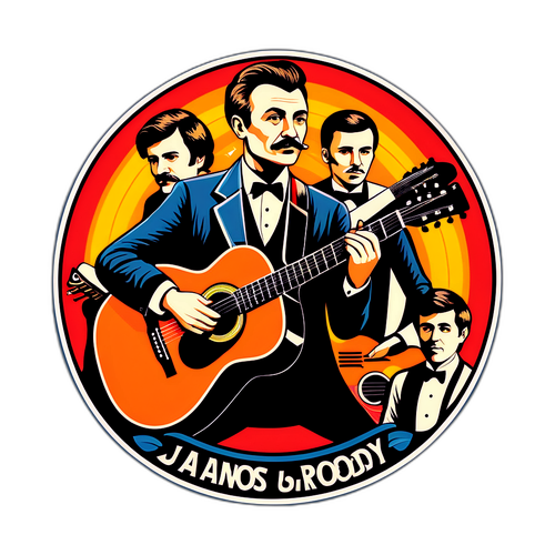 János Bródy portréja retro stílusban