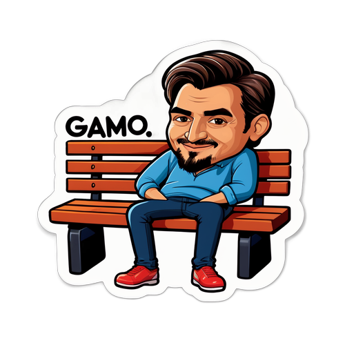 Caricatura de Ignacio Russo en un banco
