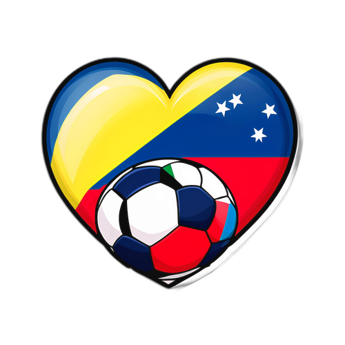 Corazón con los colores de la bandera de Ecuador y un balón de fútbol