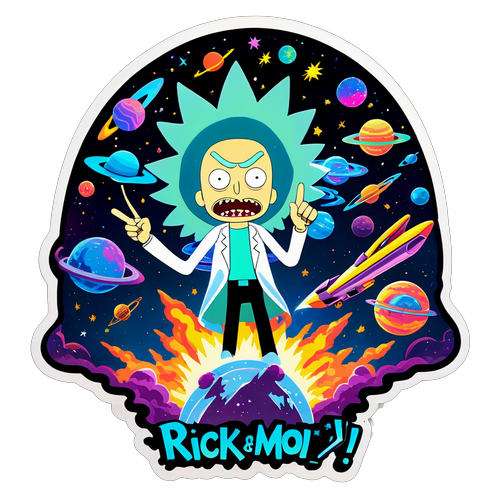 Retro-inspirerad klistermärke av Rick och Morty