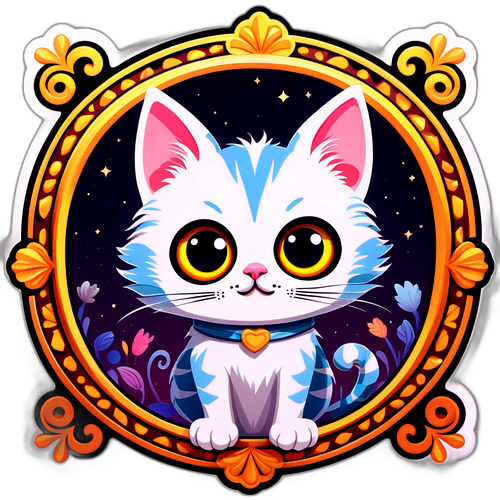 Gatto Giocoso in Cornice Decorativa