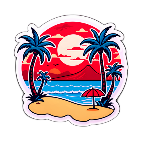 Sticker ya Baharini na Miti ya Palmi