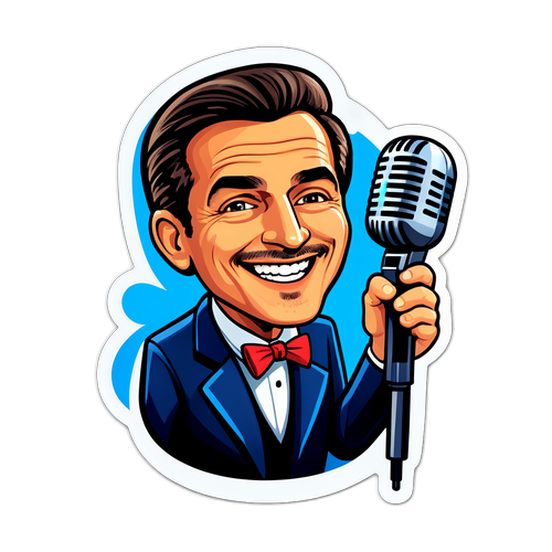Sticker cu Carlo Conti ca gazdă de quiz show