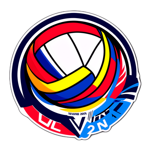 Sticker z grafiką siatkarską promujący VNL Mężczyzn 2025