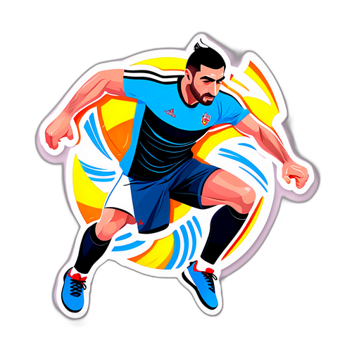 Kresba Arman Tsarukyan v sportovním oblečení při tréninkovém pohybu