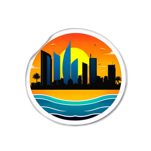 A Jeddah-i város Skyline-ja naplementében