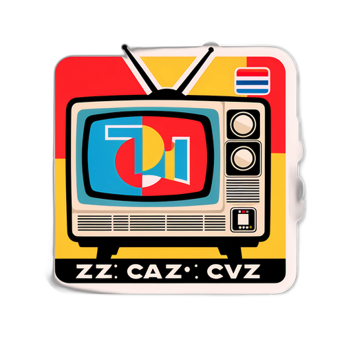 Stylová samolepka 'TN CZ' s retro televizí
