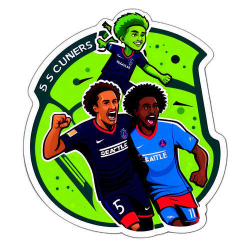 Sticker cu meciul de fotbal între Seattle Sounders și PSG