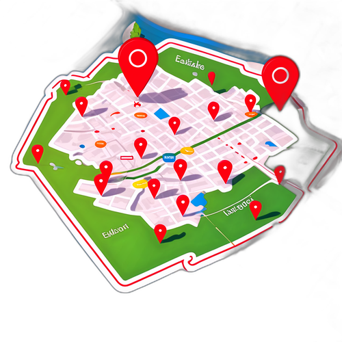 Ilustración de un mapa urbano con puntos marcados de terremotos