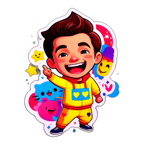 Sticker van Matthieu Delormeau in een grappige pose