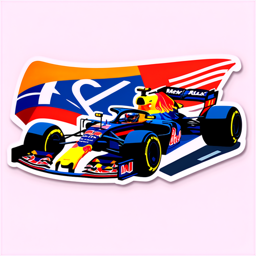 Ilustração de Max Verstappen com Carro de Fórmula 1