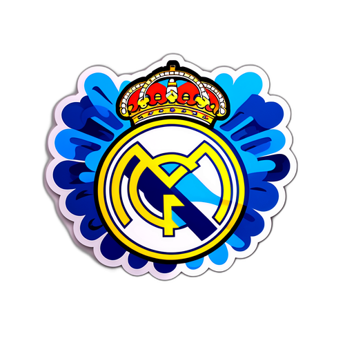 סטיקר יצירתי של כדורגל עם הלוגו של ריאל מדריד