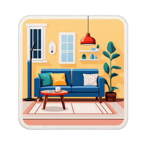 シンプルでスタイリッシュなIKEA家具のある居間