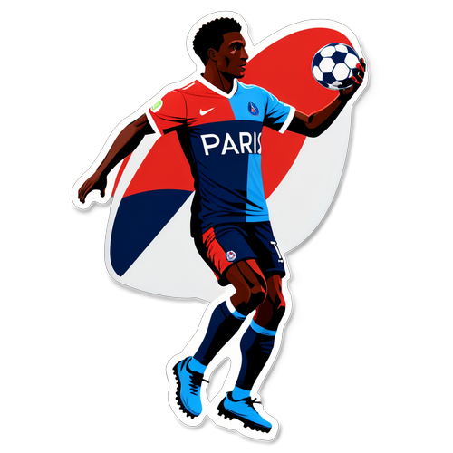 Autocollant avec le logo de Paris SG et silhouette d'un footballeur