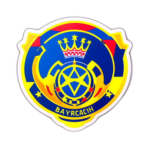 עיצוב מדבקה צבעוני ומלא חיים המשלב את הלוגו של באיירן מינכן עם הלוגו של מכבי תל אביב, המסמל ידידות דרך ספורט