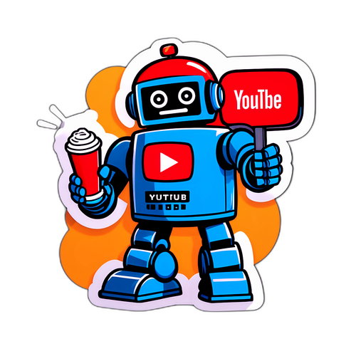 Sticker cu robot prietenos investind în YouTube