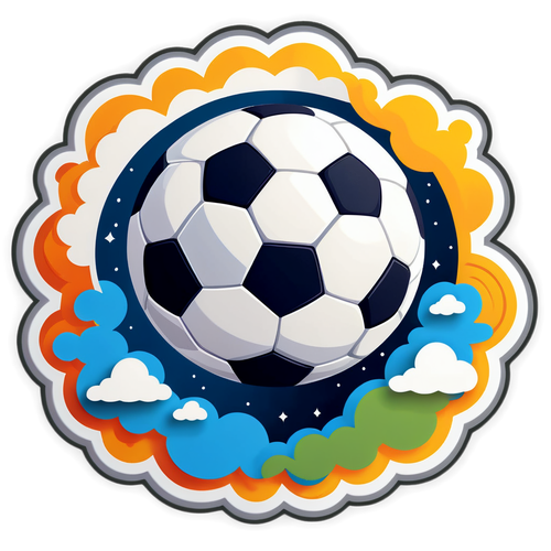 Sticker van Telstar met Stylized Wolken en Voetbal