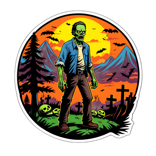 Zombie Temalı Cadılar Bayramı Etiketi