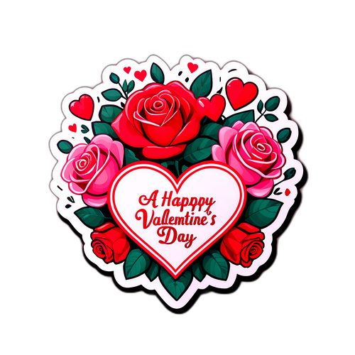 Un autocollant pour la Saint-Valentin avec des cœurs et des roses