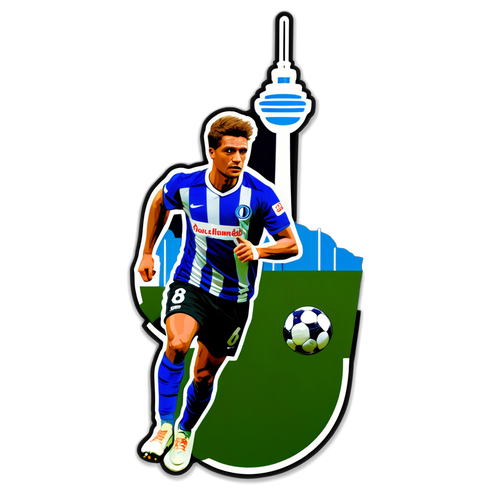 Illustration eines Hertha BSC Spielers mit dem Berliner Fernsehturm im Hintergrund