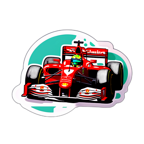 Naklejka Michaela Schumachera w akcji na torze wyścigowym