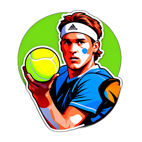 Adesivo Minimalista di Jan-Lennard Struff che Serve una Pallina da Tennis