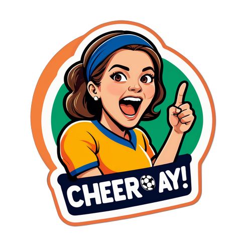 สติกเกอร์ของผู้หญิงที่ชมฟุตบอล