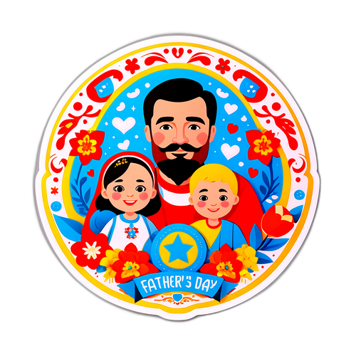 Une conception pour la fête des pères avec des symboles russes traditionnels et des éléments familiaux