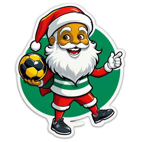 Adesivo do Mascote do Santa Cruz com Bola de Futebol