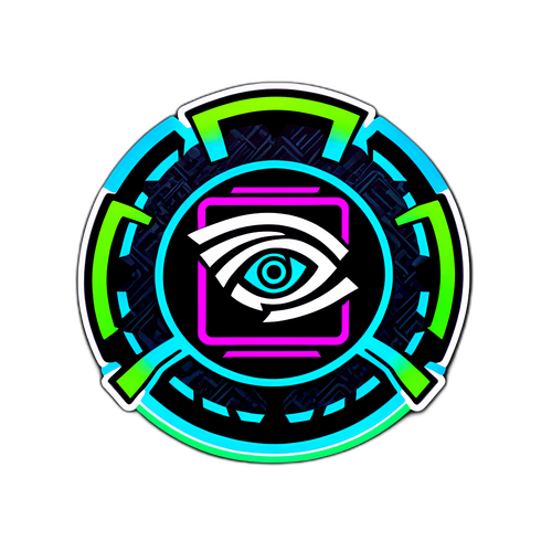 Návrh samolepky s ikonickým logem Nvidia v neonovém stylu