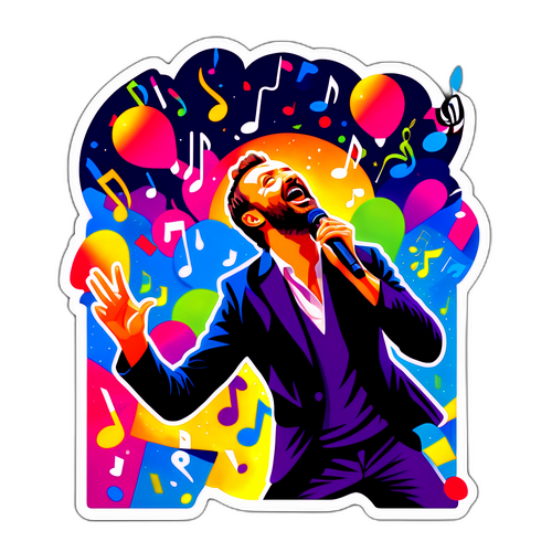 Sticker Colorato di Cesare Cremonini sul Palco