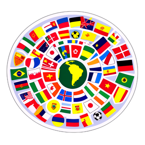 Adesivo de Futebol Online com Símbolos de Diversos Países