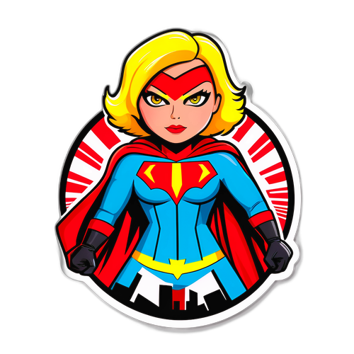 Komisk klistermärke av en superhjälte