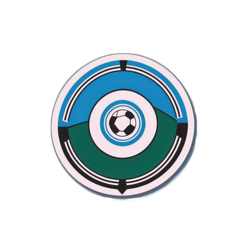 Diseño de una calcomanía de un balón de fútbol en un estadio con los logos de Grêmio y Palmeiras