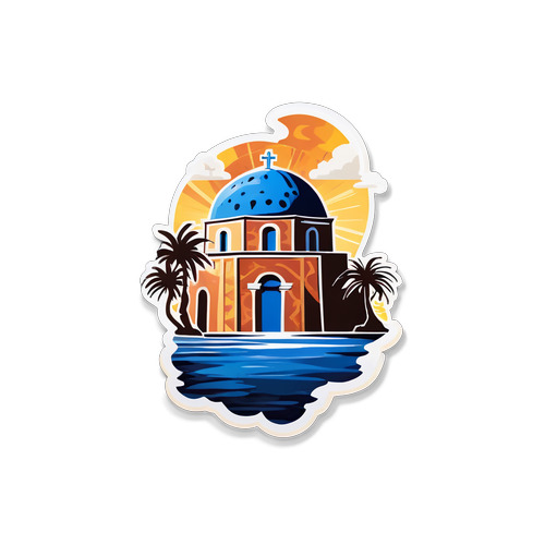 Ein dramatischer Sticker von Santorini mit vulkanischen Erscheinungen