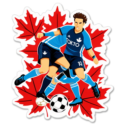 Ilustración humorística de jugadores de fútbol de Toronto y Montréal