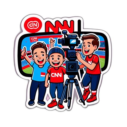 Sticker Kartun Wartawan CNN di Perlawanan Bola Sepak
