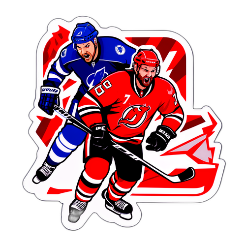 Action-Packed Hockey Rivalry Sticker