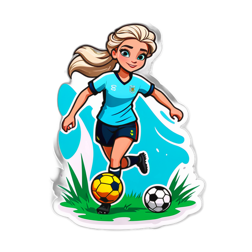 Illustration animée d'Elsa Jacquemot en train de dribbler sur le terrain