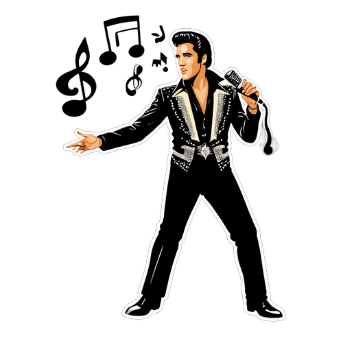 Elvis Lives Again! The Legendary King of Rock N' Roll Captured in a Retro Sticker Design!