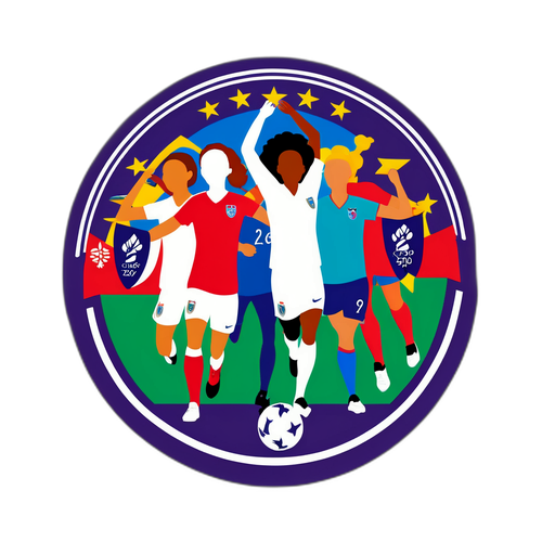 Minimalistický sticker oslavující cestu na UEFA Women's Euro 2025