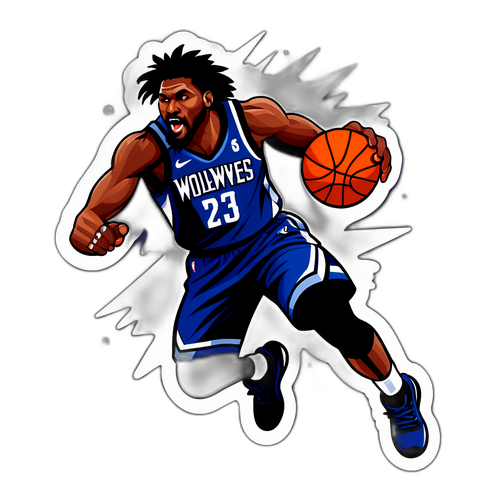 Ilustração de jogador fantástico dos Timberwolves em ação