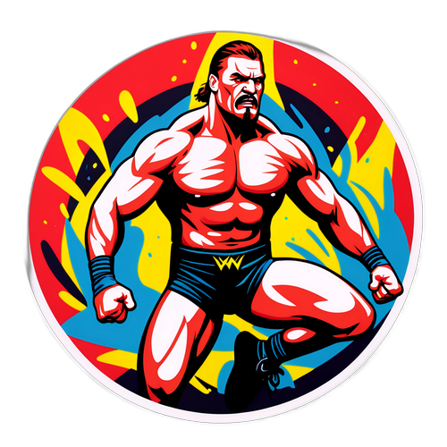 Sticker WWE avec un lutteur en action