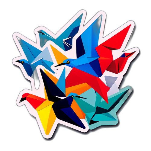 現代アートの折り紙鳥デザイン