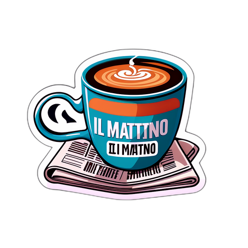 Sticker Il Mattino con Tazza di Caffè
