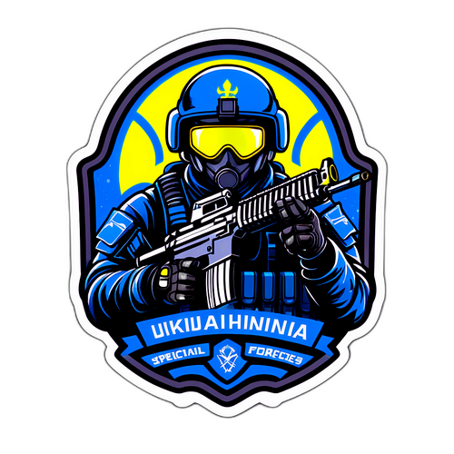 Aufkleber der ukrainischen Spezialkräfte mit futuristischen Elementen