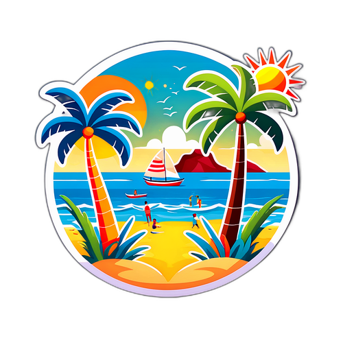 Pemandangan Pantai Berwarna-warni di Santos