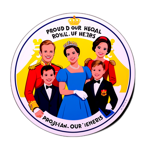 Blije sticker van de Belgische koninklijke familie
