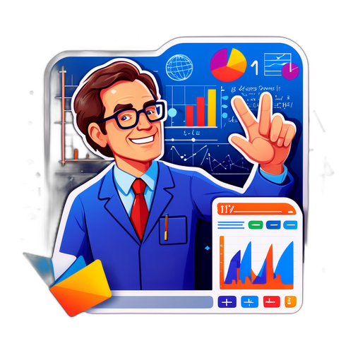 Sticker van een professor voor een digitaal scherm