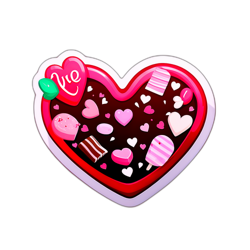 バレンタインデーの愛のチョコレートステッカー